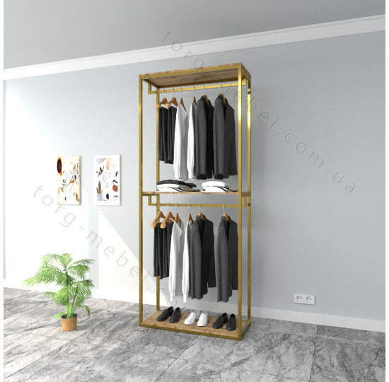 Двухъярусная стойка вешалка для одежды разборная металлическая 0185 от производителя в Одессе